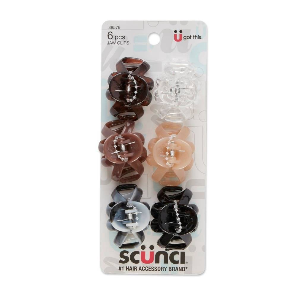 slide 1 of 3, scünci scunci Jaw Hair Clips - 6ct, 6 ct