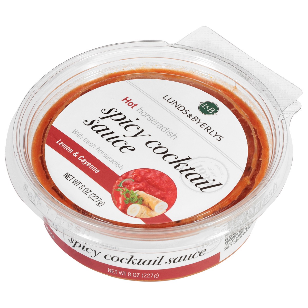 slide 5 of 14, L&B Hot Horseradish Spicy Lemon & Cayenne Spicy Cocktail Sauce 8 oz, 8 oz
