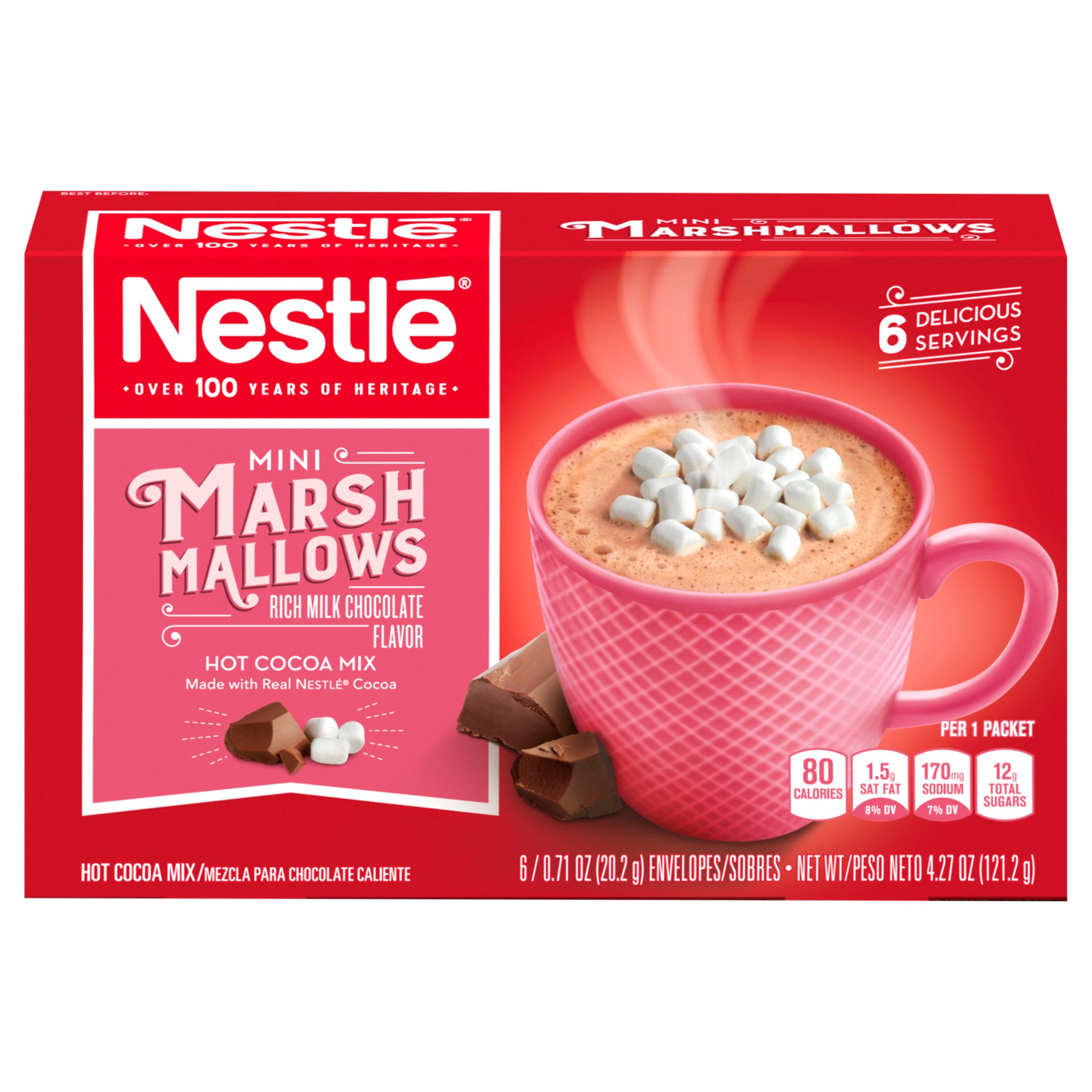 slide 1 of 2, Nestle Hot Cocoa NESTLE Mini Marshmallows Hot Cocoa Mix 6-0.71 oz. Packets, 4.27 oz