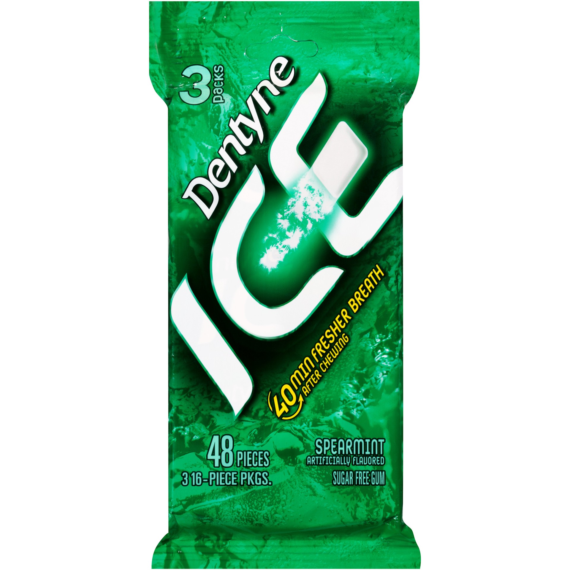 slide 1 of 5, 3Pk Dentyne Ice Spearmint 48Pc, 3 ct