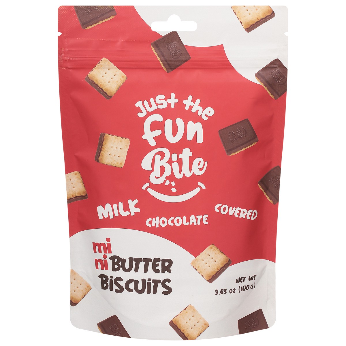 slide 3 of 13, Just the Fun Bite Mini Milk Chocolate Covered Butter Biscuits - 3.53 oz, 3.53 oz