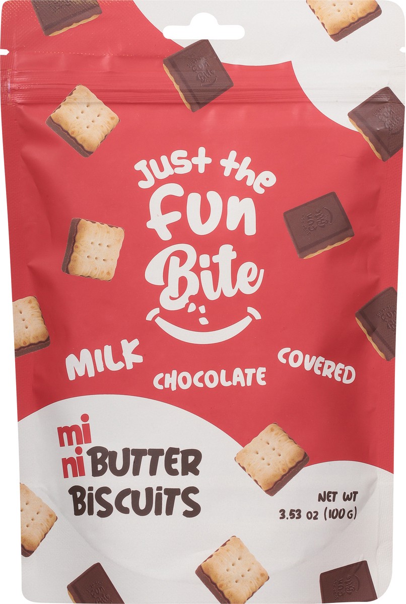 slide 9 of 13, Just the Fun Bite Mini Milk Chocolate Covered Butter Biscuits - 3.53 oz, 3.53 oz
