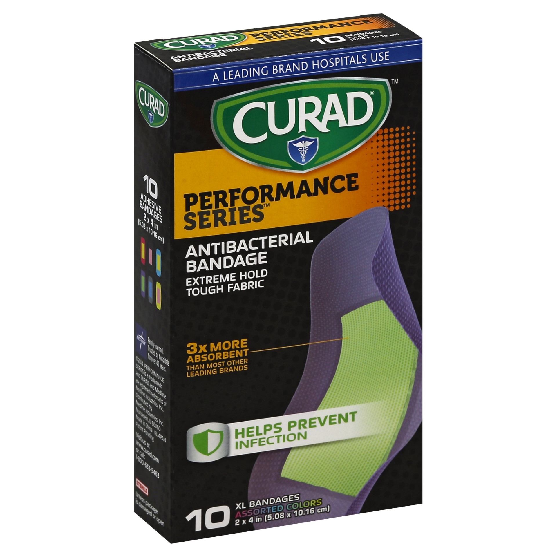 slide 1 of 4, Curad Performance Series XL Bandages, 10 ct