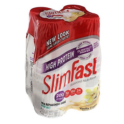 slide 1 of 1, SlimFast High Protein Meal Replacement Shake, Vanilla Cream, 4 ct