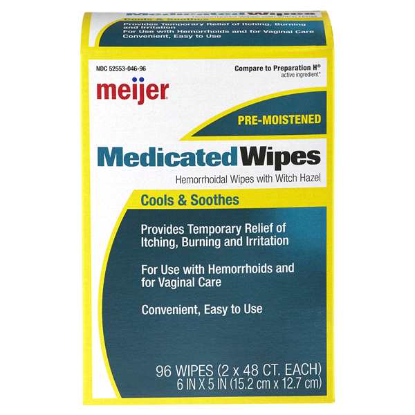 slide 1 of 2, Meijer Hemorrhoidal Medicated Wipes, 96 ct