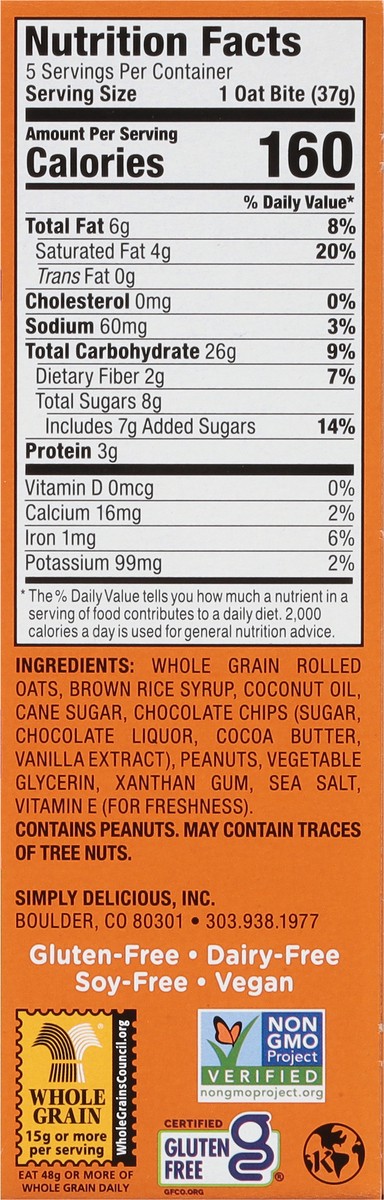 slide 3 of 9, Bobo's Peanut Butter Chocolate Chip Oat Bites 5 - 1.3 oz Bites, 5 ct