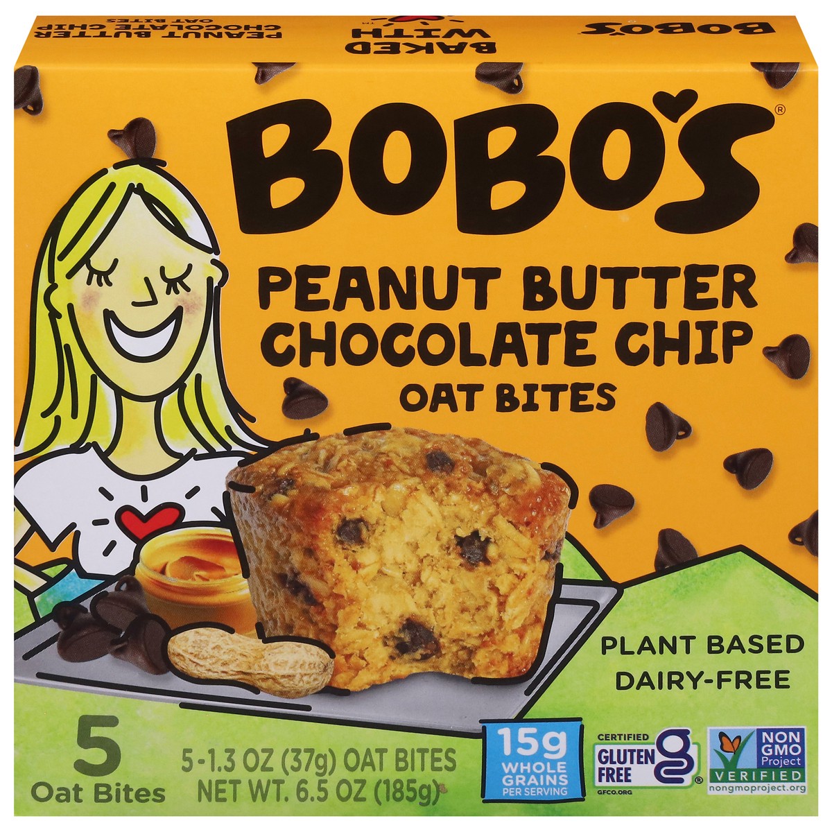 slide 1 of 9, Bobo's Peanut Butter Chocolate Chip Oat Bites 5 - 1.3 oz Oat BItes, 5 ct
