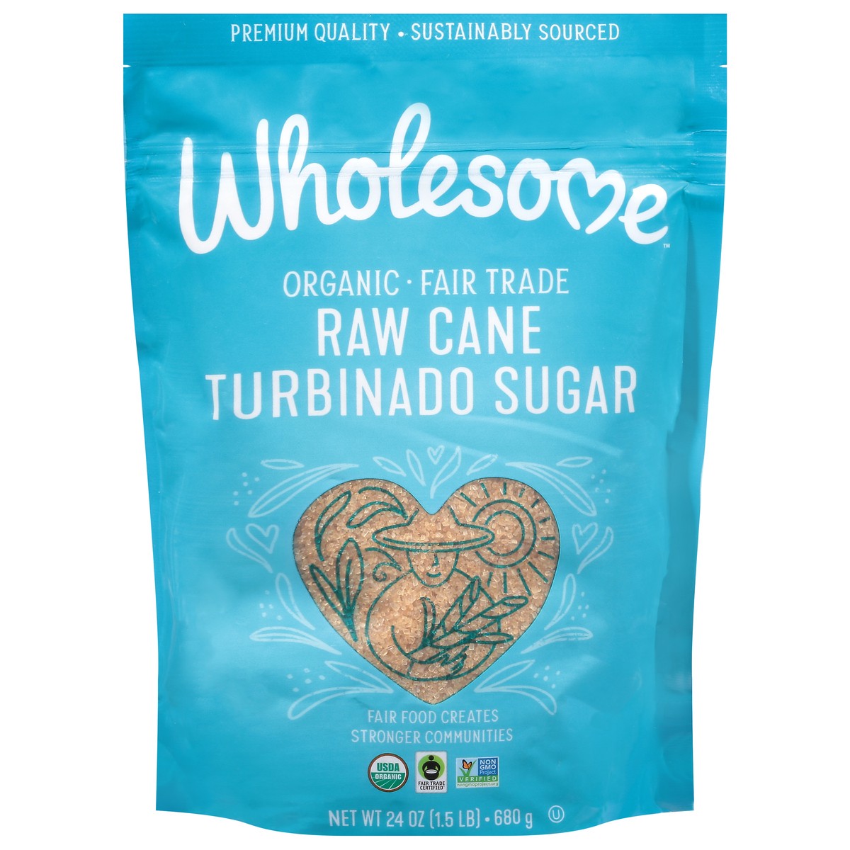 slide 12 of 13, Wholesome Organic Fair Trade Raw Cane Turbinado Sugar, 24 oz