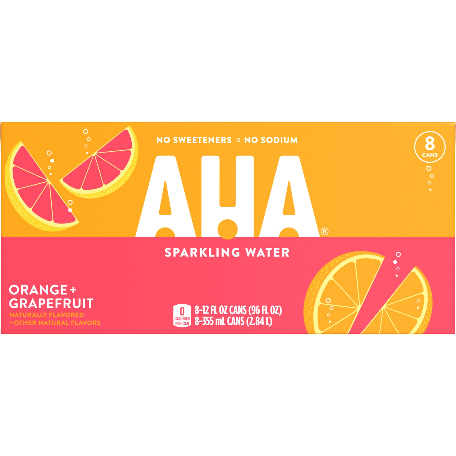 slide 3 of 17, AHA Sparkling Water Orange + Grapefruit, 8 ct