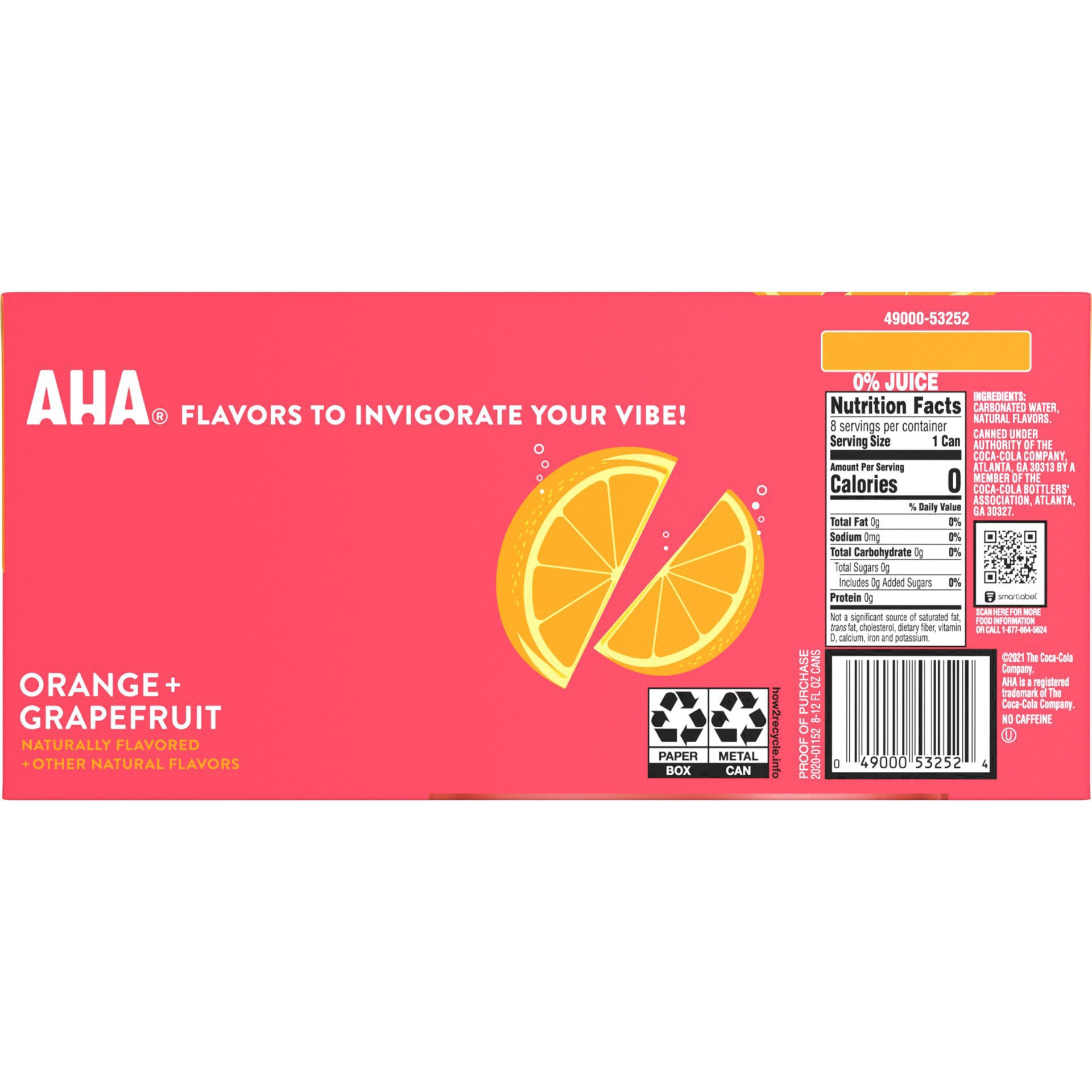 slide 26 of 45, AHA Sparkling Water, Orange Grapefruit Flavored Water, 96 fl oz
