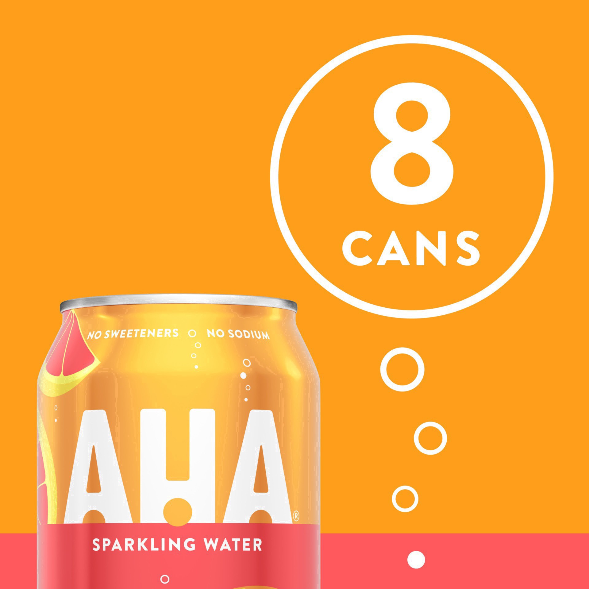 slide 16 of 45, AHA Orange + Grapefruit Sparkling Water - 8pk/12 fl oz Cans, 8 ct; 12 fl oz