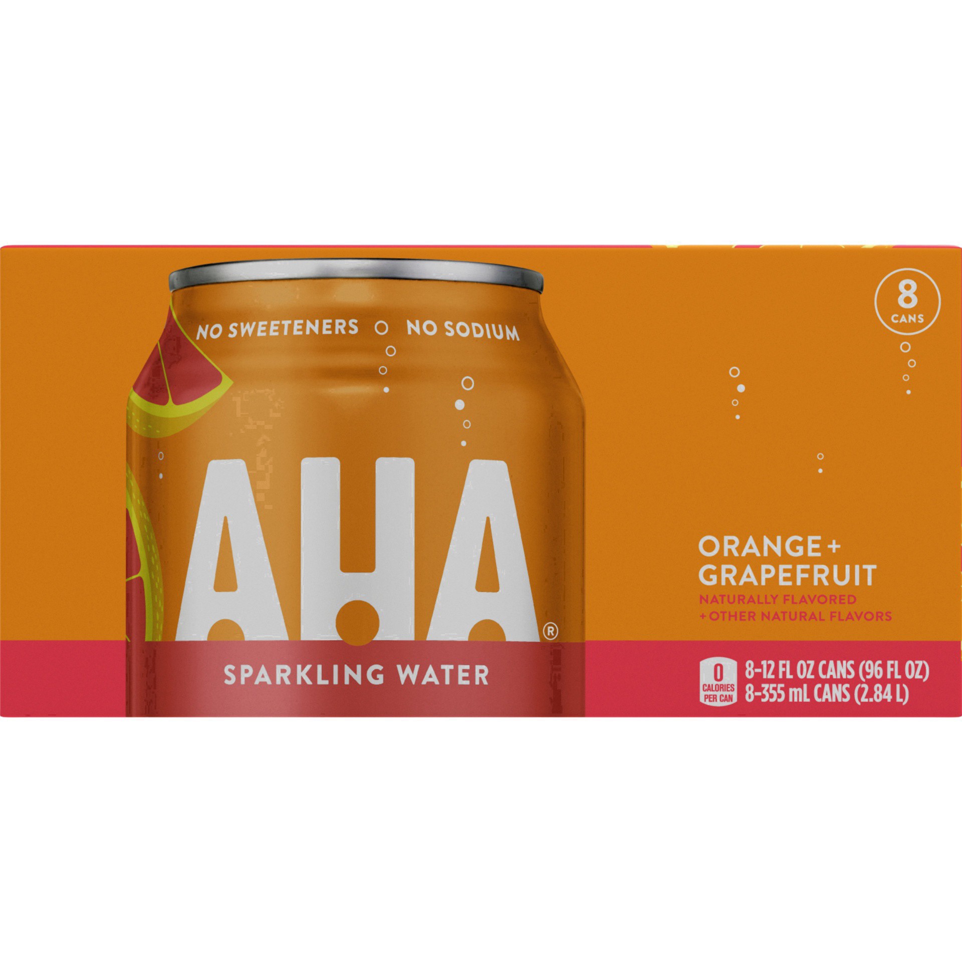 slide 31 of 45, AHA Orange + Grapefruit Sparkling Water - 8pk/12 fl oz Cans, 8 ct; 12 fl oz