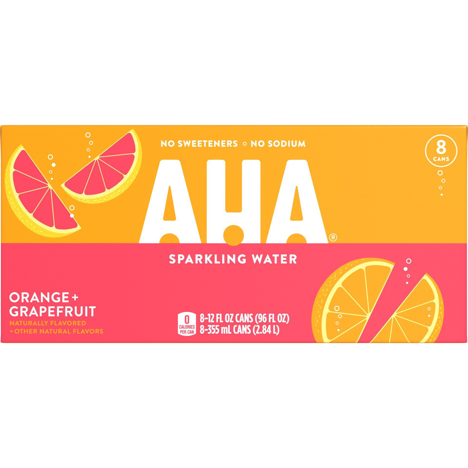 slide 28 of 45, AHA Orange + Grapefruit Sparkling Water - 8pk/12 fl oz Cans, 8 ct; 12 fl oz