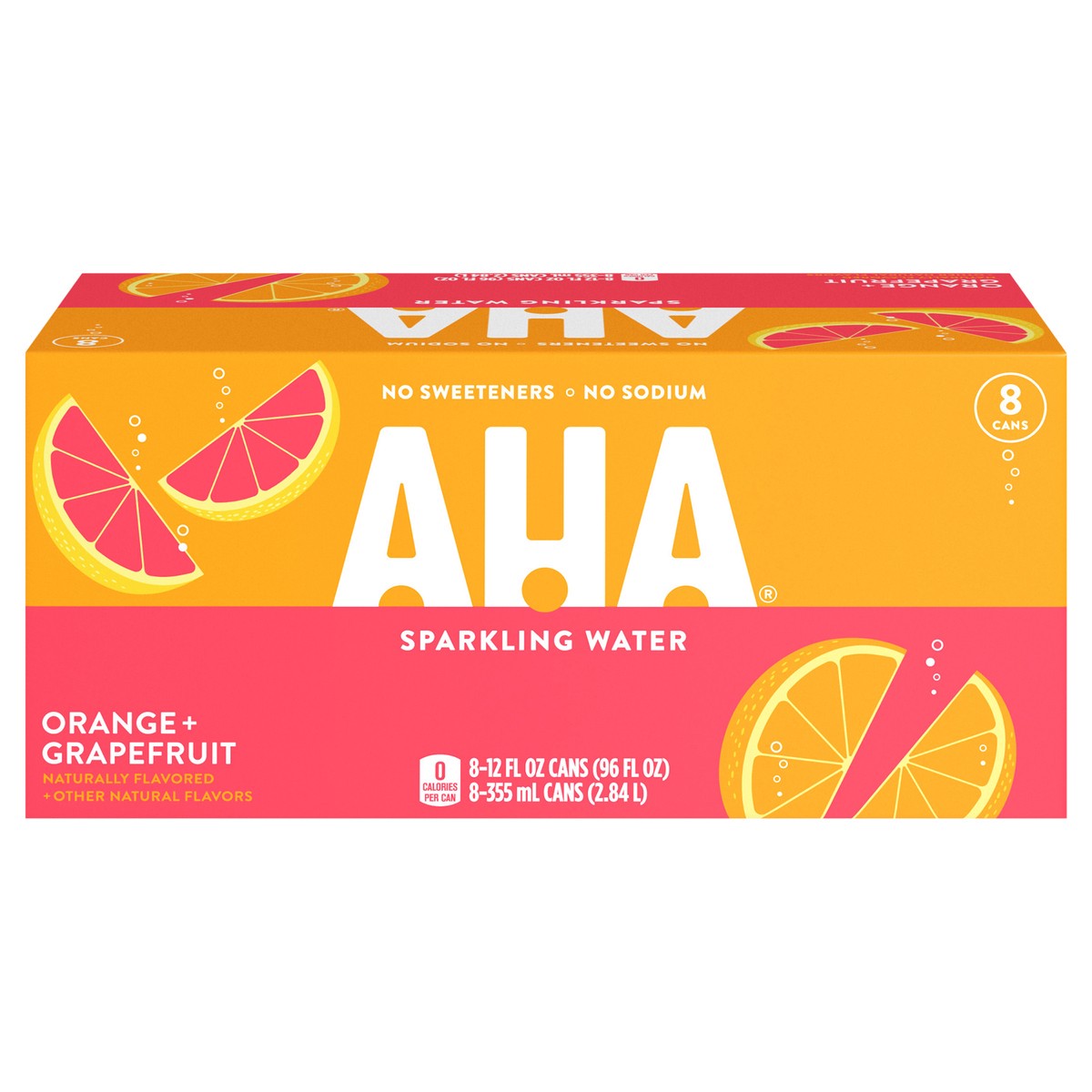 slide 1 of 45, AHA Orange + Grapefruit Sparkling Water - 8pk/12 fl oz Cans, 8 ct; 12 fl oz