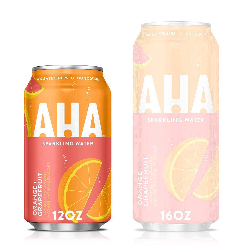 slide 11 of 45, AHA Orange + Grapefruit Sparkling Water - 8pk/12 fl oz Cans, 8 ct; 12 fl oz