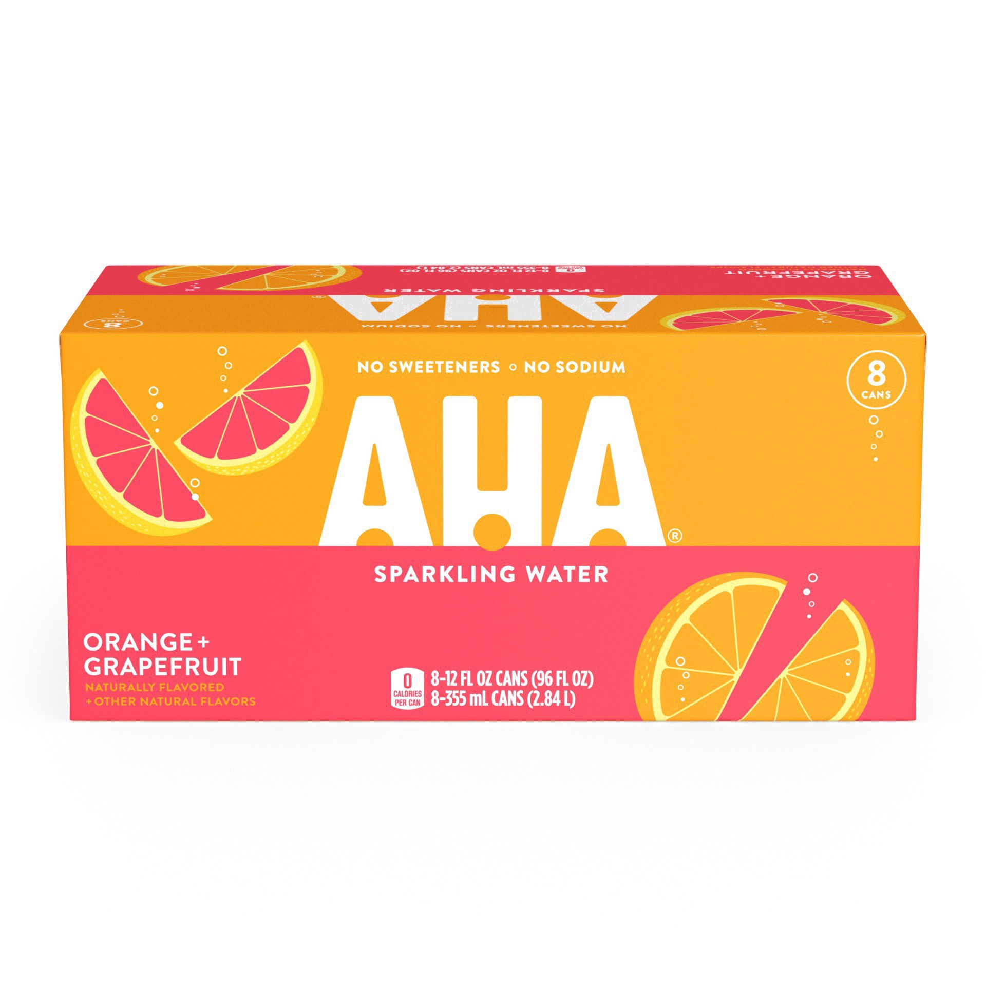 slide 12 of 45, AHA Orange + Grapefruit Sparkling Water - 8pk/12 fl oz Cans, 8 ct; 12 fl oz