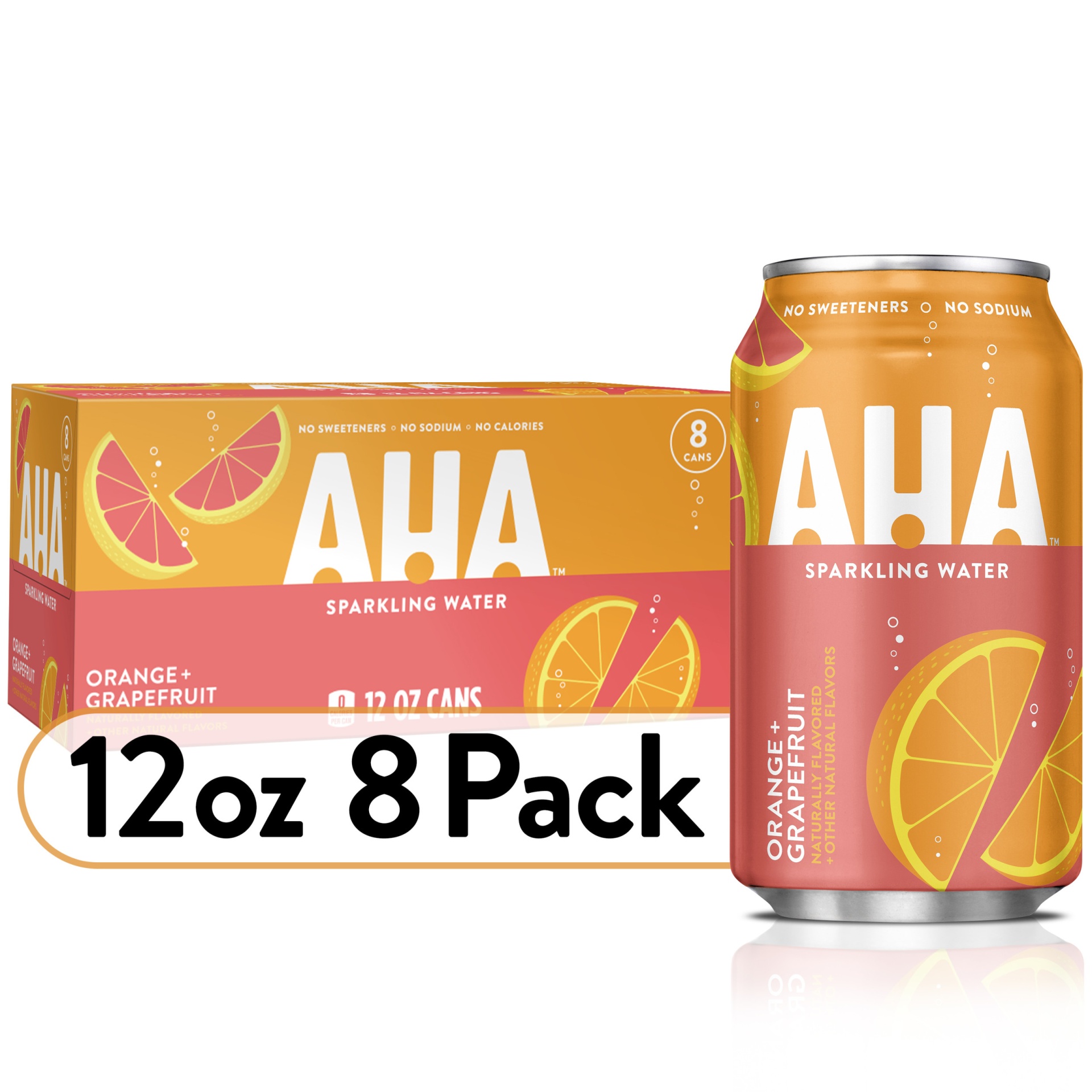 slide 1 of 1, AHA Orange Grapefruit Cans, 12 fl oz, 8 Pack, 8 ct