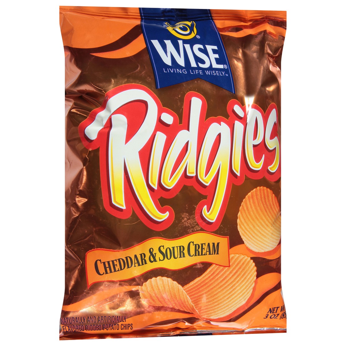 slide 8 of 9, Ridgies Cheddar & Sour Cream Potato Chips - 3 oz, 3 oz