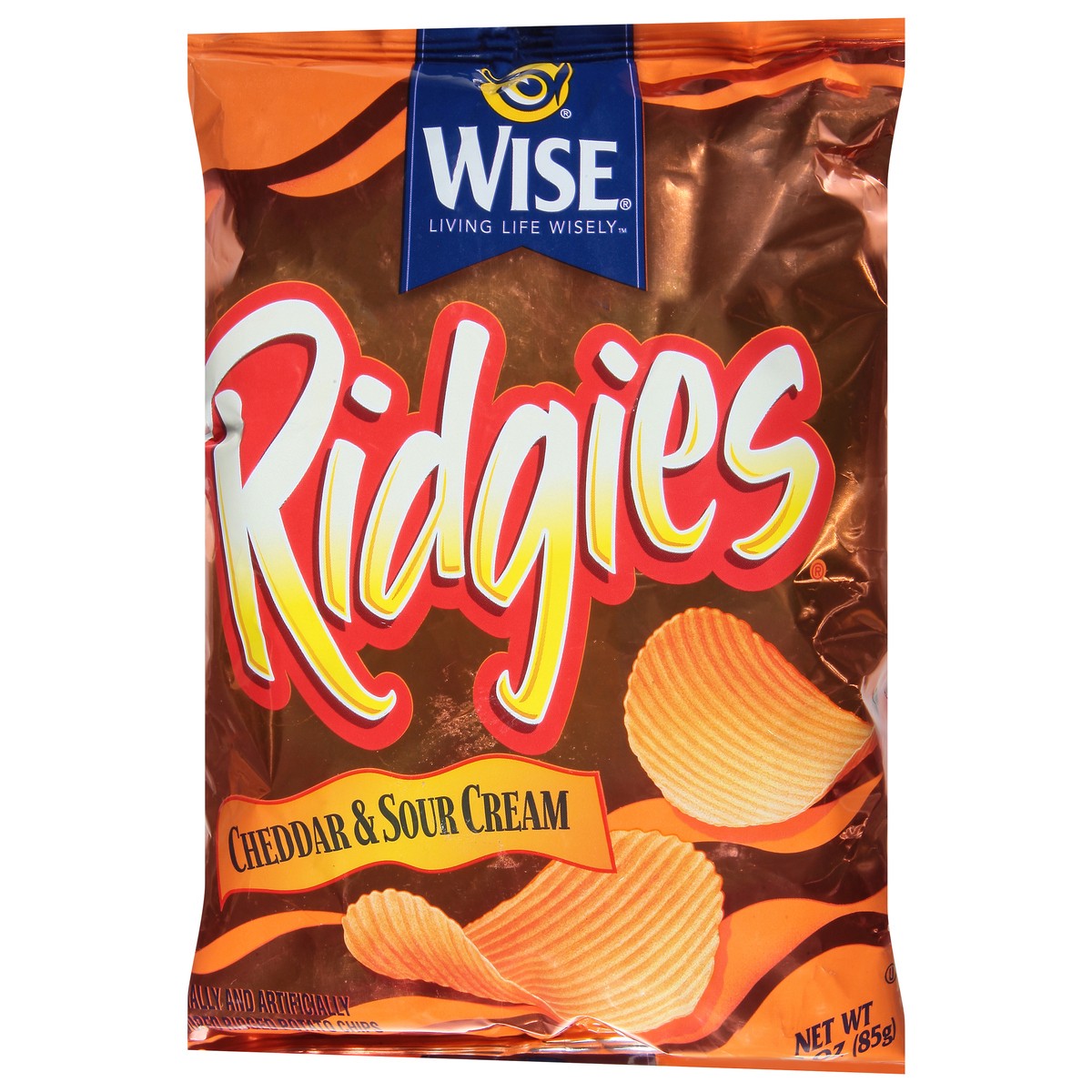 slide 5 of 9, Ridgies Cheddar & Sour Cream Potato Chips - 3 oz, 3 oz