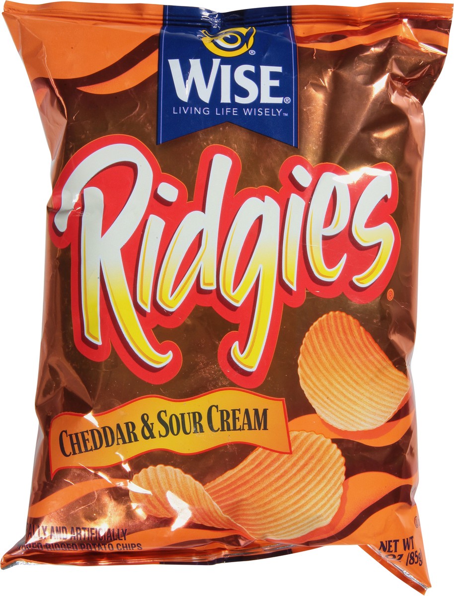 slide 7 of 9, Ridgies Cheddar & Sour Cream Potato Chips - 3 oz, 3 oz