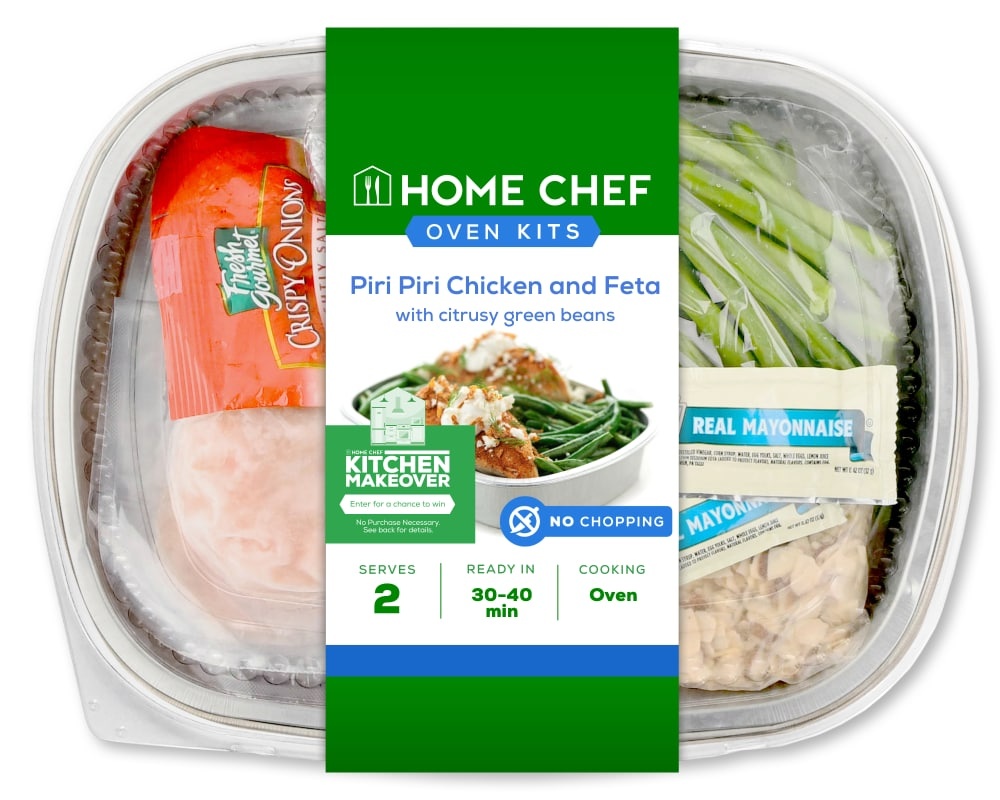 slide 1 of 1, Home Chef Oven Kit Piri Piri Chicken And Feta With Lemon-Herb Green Beans, 30 oz