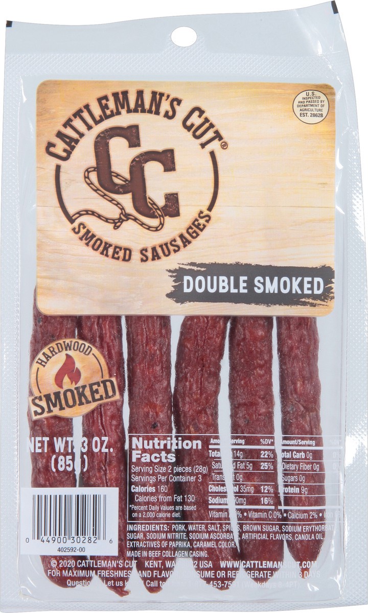 slide 7 of 9, Cattleman's Cut Double Smoke Sausage Sticks, 3 Oz, 3 oz