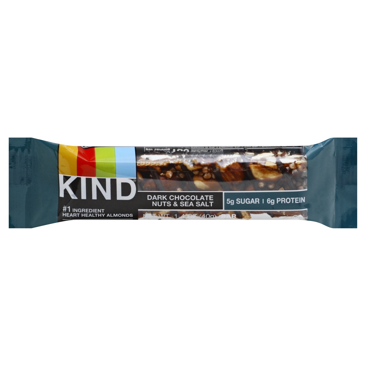 slide 1 of 2, KIND Healthy Snack Bar, Dark Chocolate Nuts & Sea Salt, 5g Sugar | 6g Protein, Gluten Free Bars, 1.4 OZ, 1 Count, 