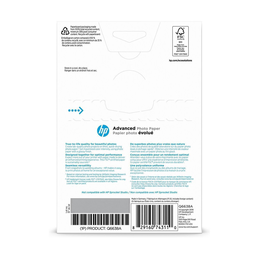 slide 8 of 11, Hp Advanced Glossy Photo Paper, 100 ct