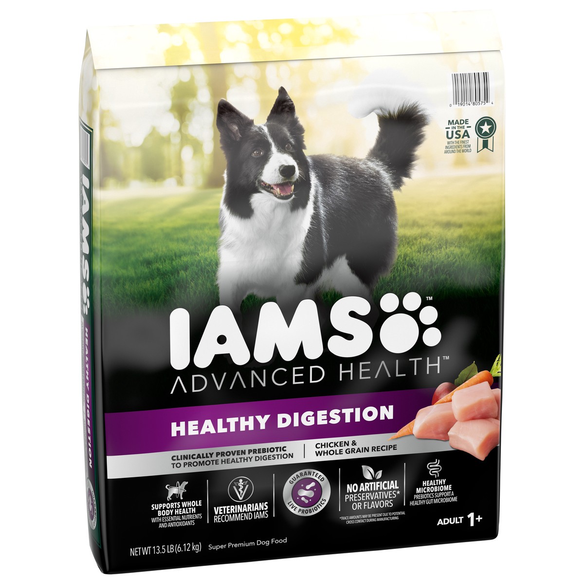 slide 5 of 9, IAMS ADVANCED HEALTH Healthy Digestion Adult Dry Dog Food with Real Chicken, 13.5 lb. Bag, 13.5 lb