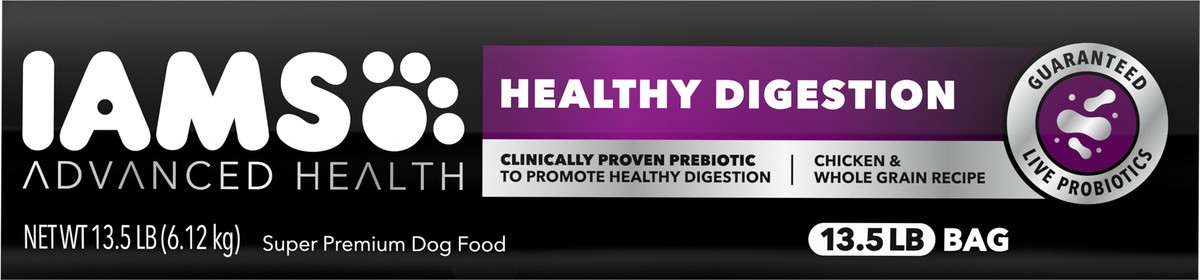 slide 8 of 9, IAMS ADVANCED HEALTH Healthy Digestion Adult Dry Dog Food with Real Chicken, 13.5 lb. Bag, 13.5 lb
