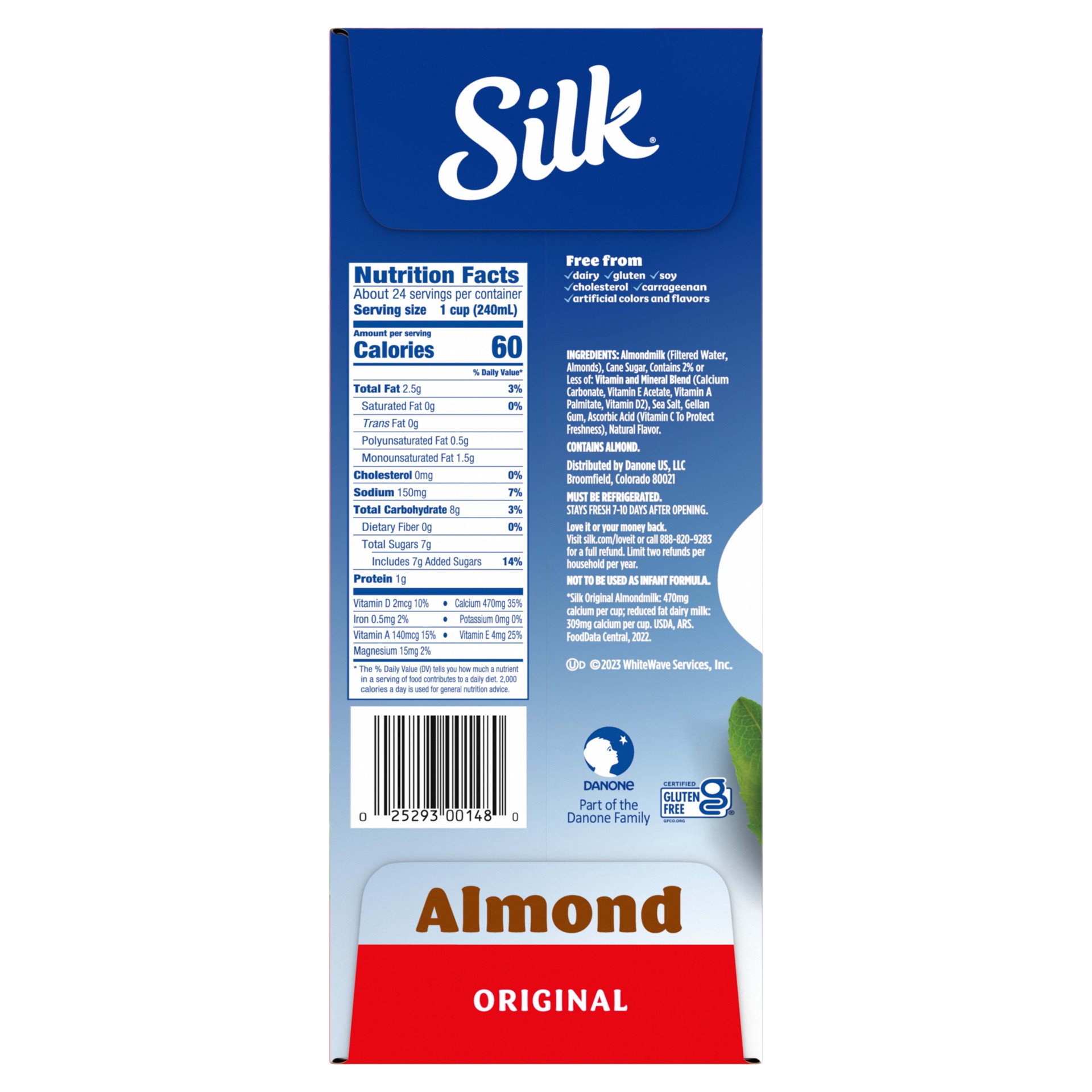 slide 3 of 5, Silk Almond Milk, Original, Dairy-Free, Vegan, Non-GMO Project Verified, Half Gallon, 3 Pack, 64 fl oz