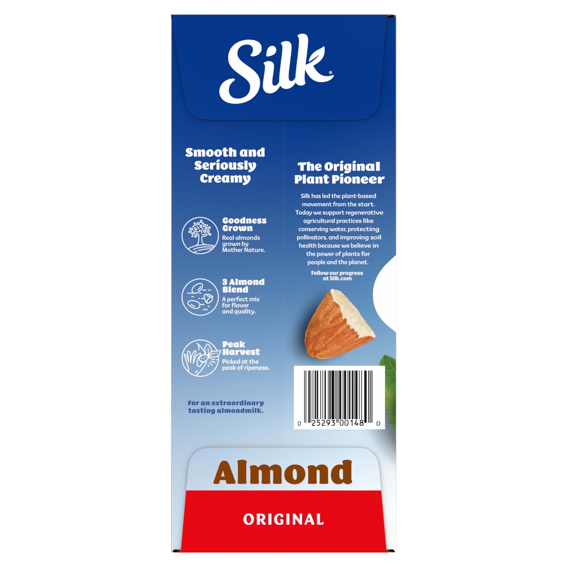 slide 4 of 5, Silk Almond Milk, Original, Dairy-Free, Vegan, Non-GMO Project Verified, Half Gallon, 3 Pack, 64 fl oz