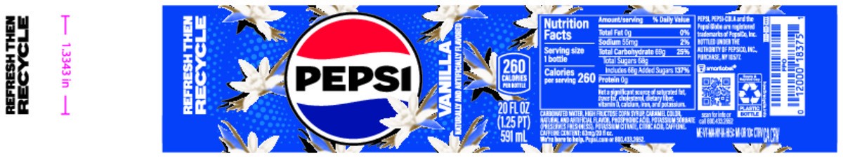 slide 3 of 9, Pepsi Soda Vanilla Naturally And Artificially Flavored - 20 fl oz, 20 fl oz