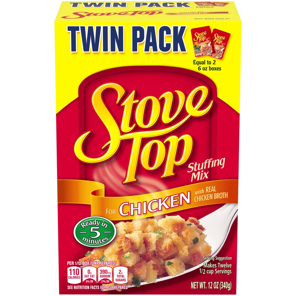 slide 1 of 9, Kraft Stove Top Stuffing Mix Chicken Twin Pack, 12 oz