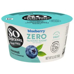 So Delicious Coconut Milk Yogurt Alternative, 0g Added Sugar Blueberry, Vegan, Gluten Free, 5.3 oz Container