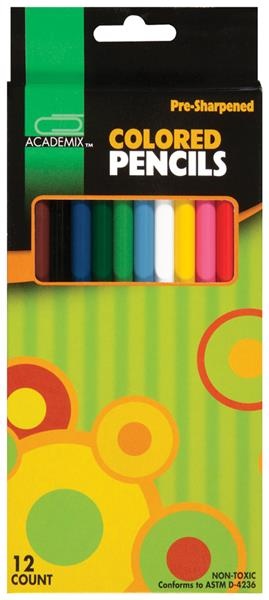 slide 1 of 1, Academix Pre-Sharpened Colored Pencils, 12 ct