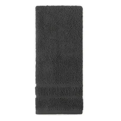 Room & Retreat Performance Textured Hand Towel, 16 in x 28 in, Dark Gray