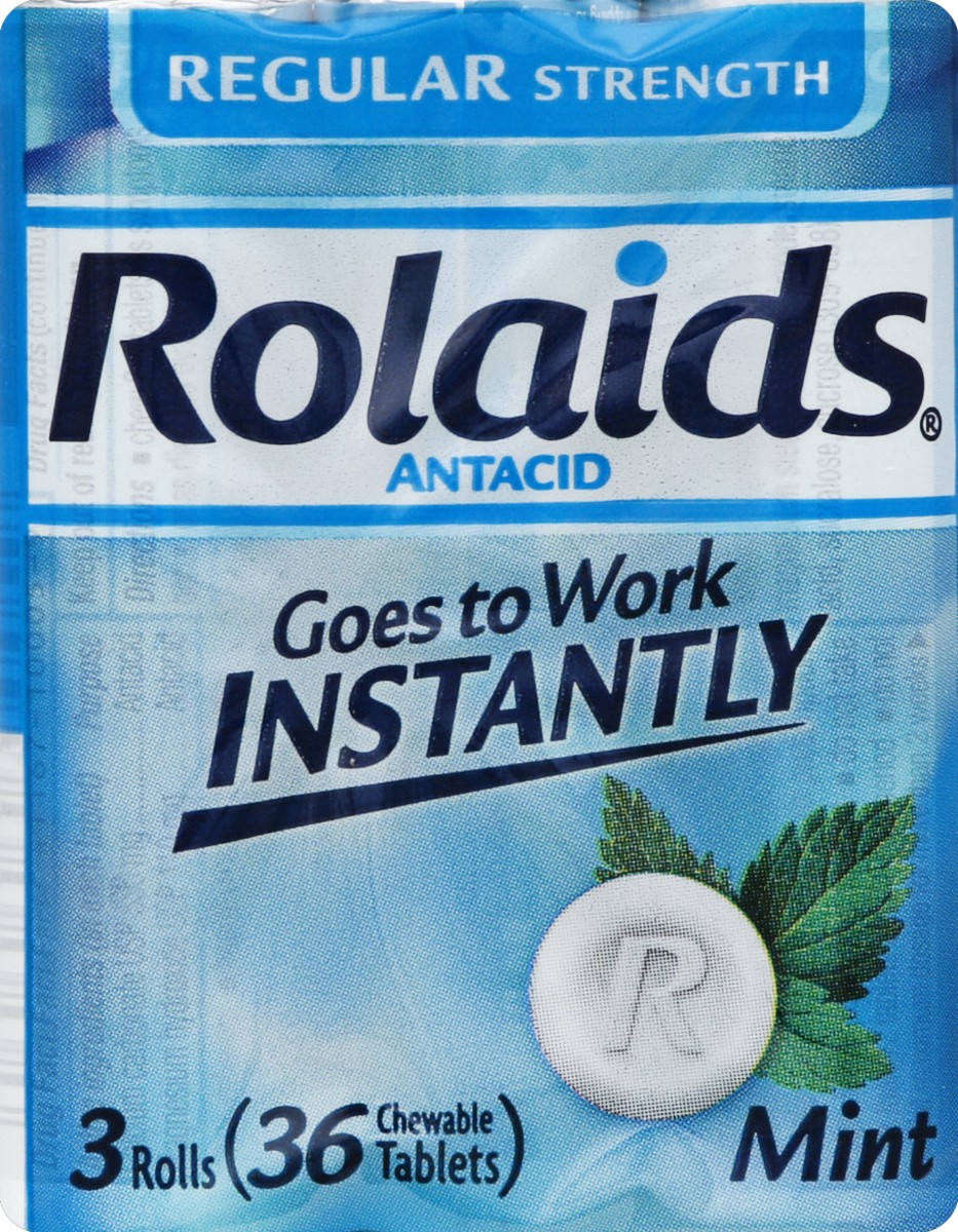 slide 5 of 6, Rolaids Regular Strength Mint Antacid Tablets, 3 pk; 12 ct