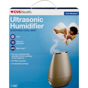 slide 1 of 1, CVS Health Ultrasonic Humidifier Soothing Cool Mist, 1 ct