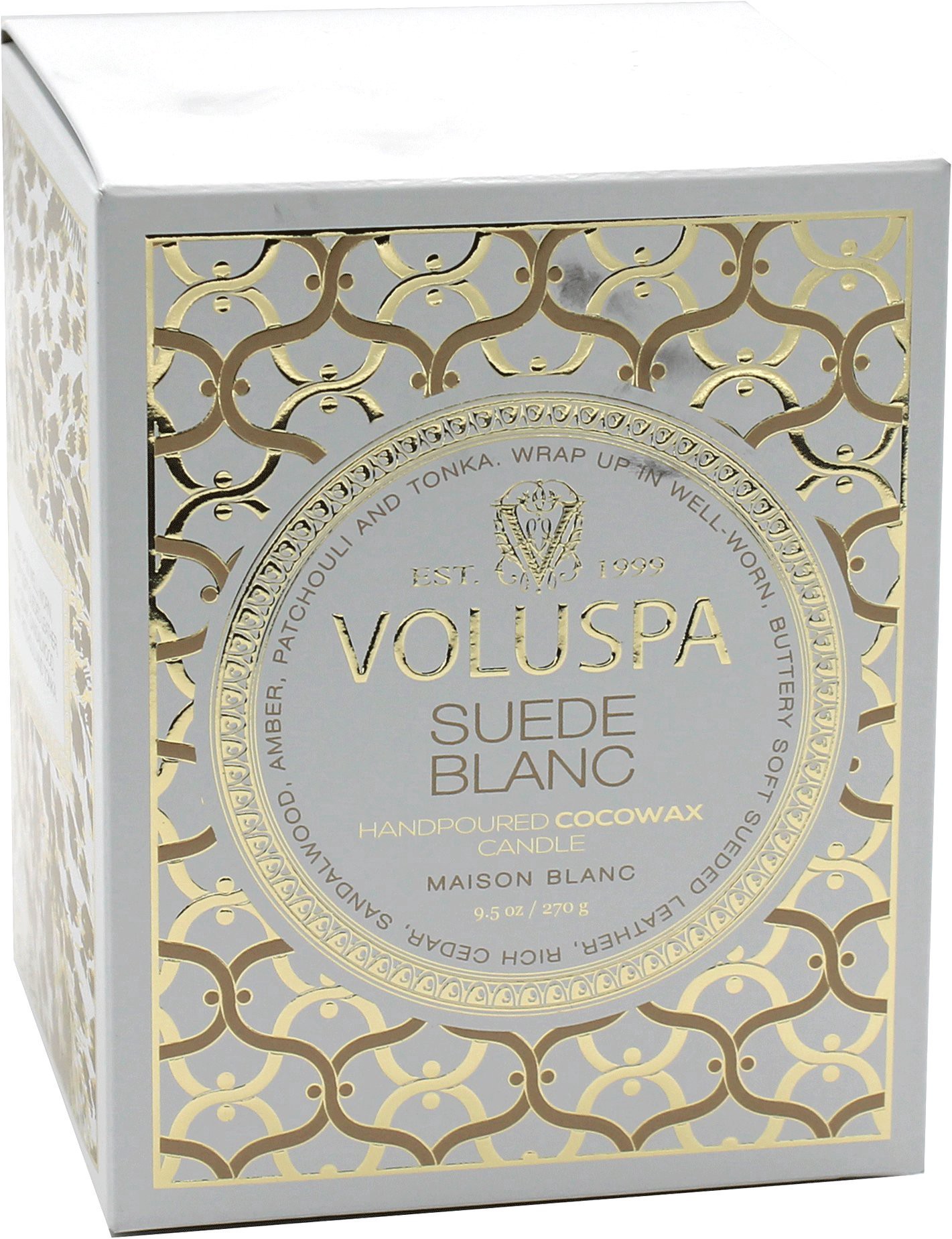 slide 1 of 1, Voluspa Suede Blanc Box Candle, 9.5 oz