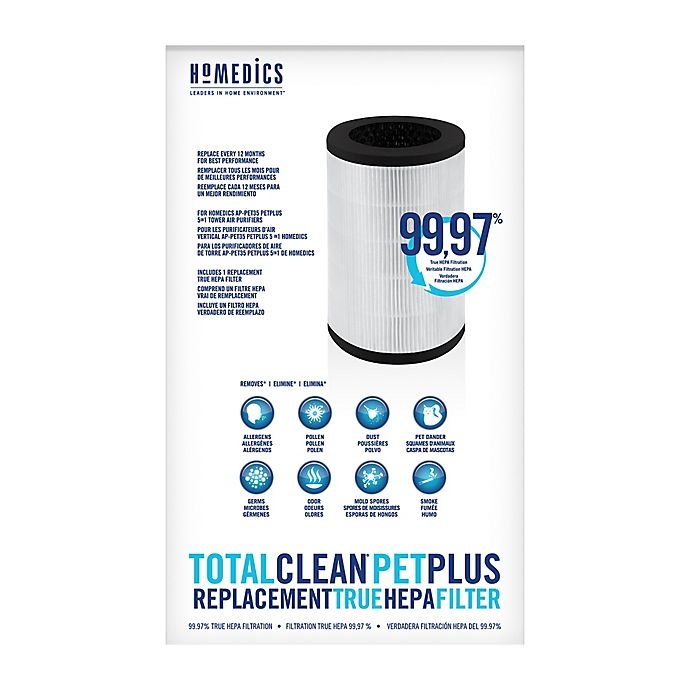 slide 1 of 1, HoMedics TotalClean PetPlus True HEPA Filter Replacements - White, 1 ct