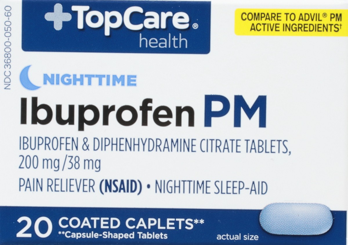 slide 8 of 9, Topcare First Aid Iburpofen Pm Cap, 20 ct