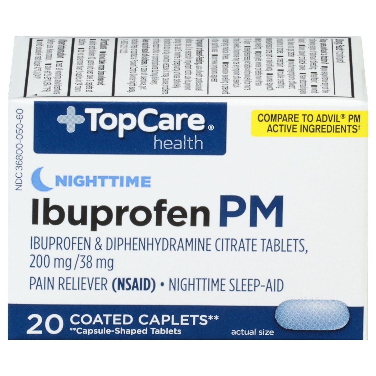 slide 1 of 9, Topcare First Aid Iburpofen Pm Cap, 20 ct