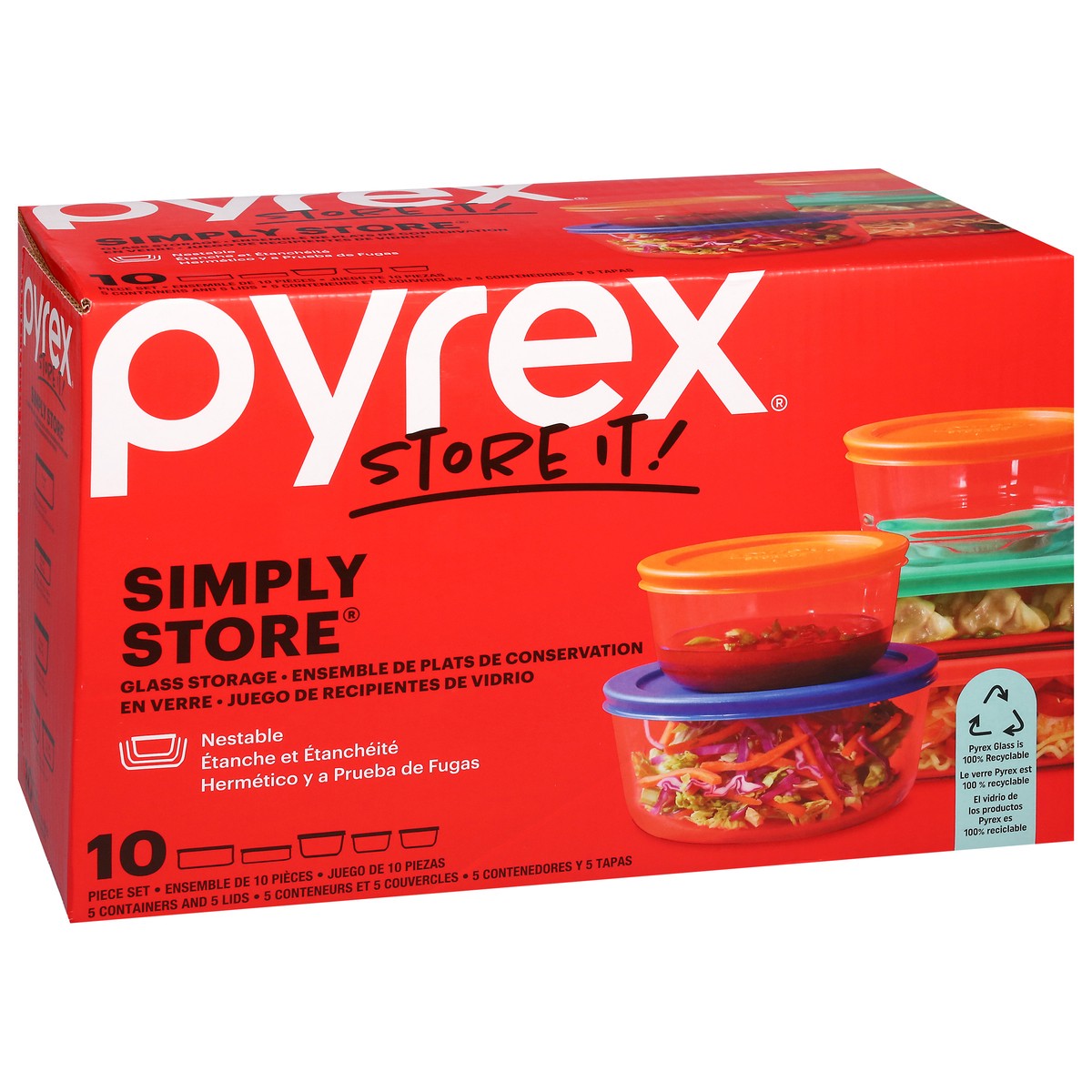 slide 7 of 11, Pyrex Simply Store Glass Storage 10 ea, 10 ct