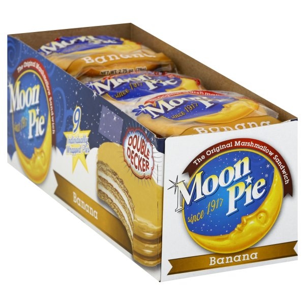 slide 1 of 1, Moon Pie Marshmallow Sandwich, Banana, Double Decker, 9 ct