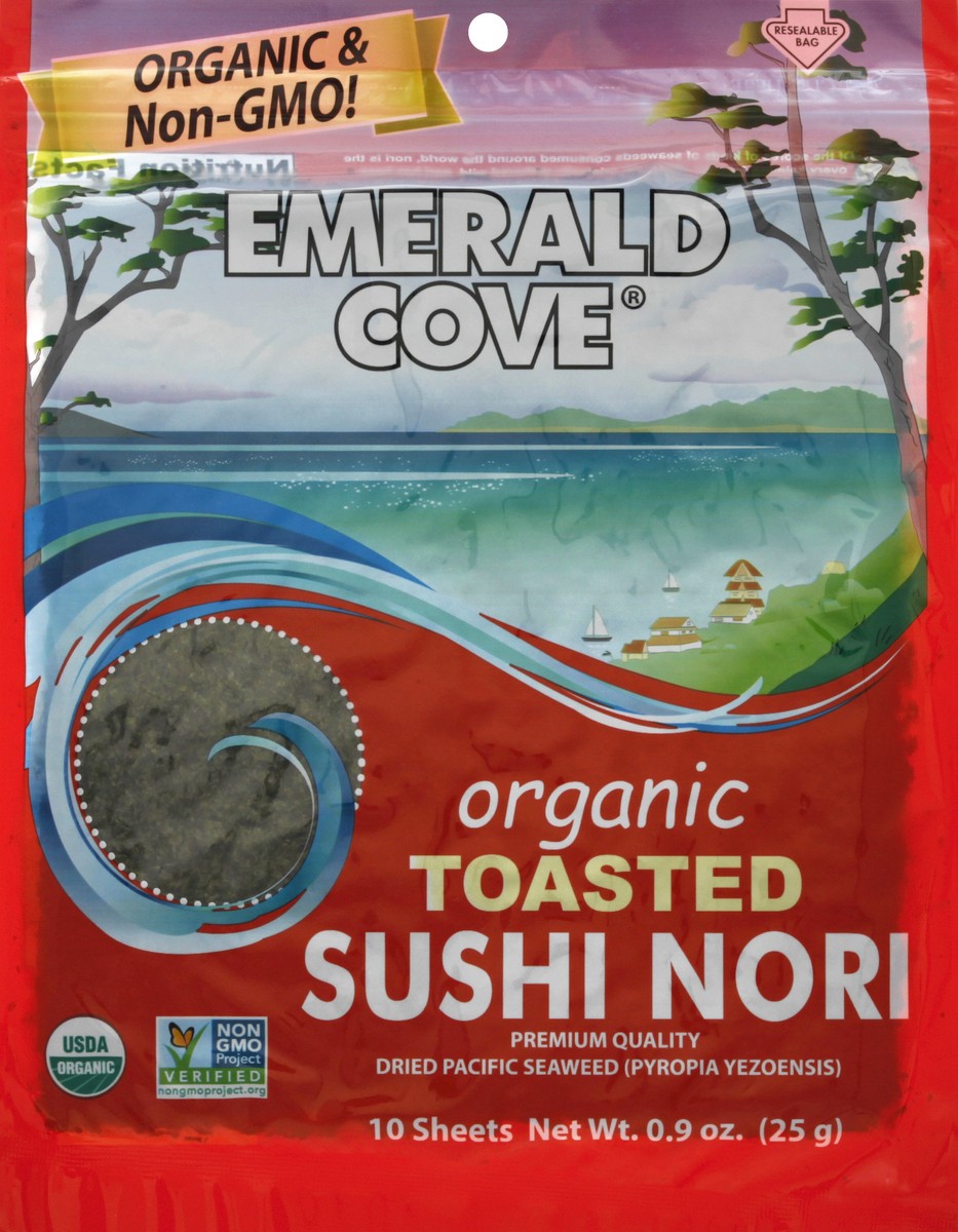 slide 12 of 13, Emerald Cove Sushi Nori Toasted Org, 10 ct