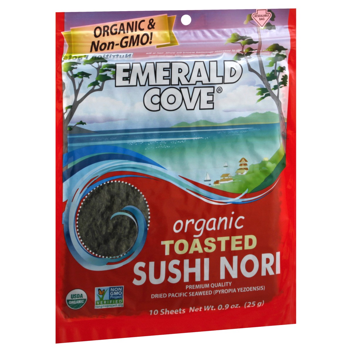 slide 13 of 13, Emerald Cove Sushi Nori Toasted Org, 10 ct