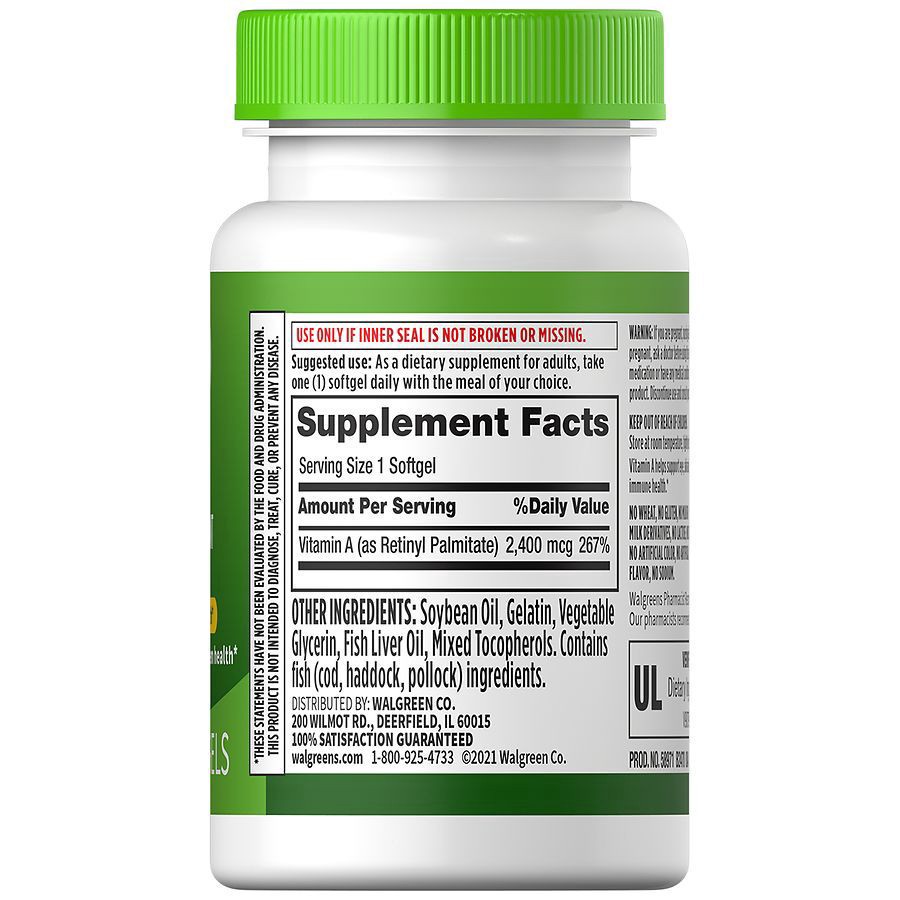 slide 2 of 5, Walgreens Vitamin A 2400 mcg, 100 ct