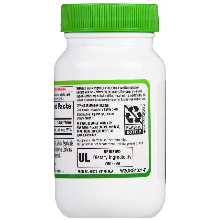 slide 4 of 5, Walgreens Vitamin A 2400 mcg, 100 ct