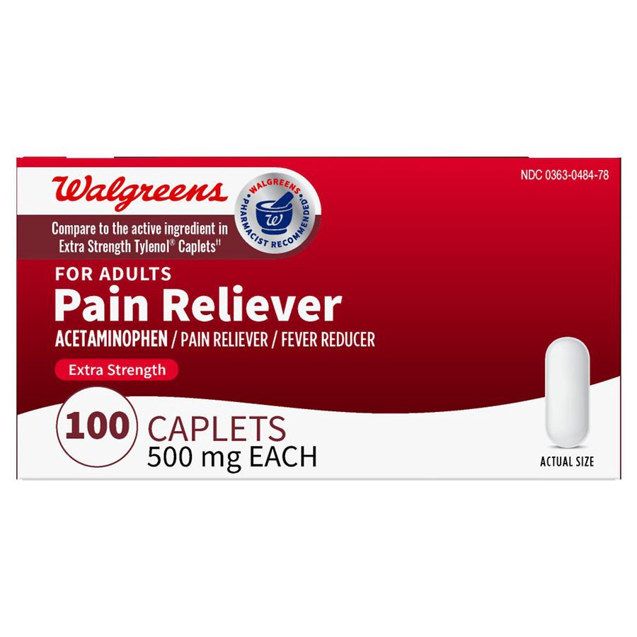 slide 1 of 1, Walgreens Extra Strength Acetaminophen Caplets, 500 mg, 100 ct